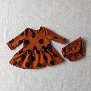 Carter's Baby Girls' Long Sleeve Polka Dot Dress, Brown/Black, 3 Months